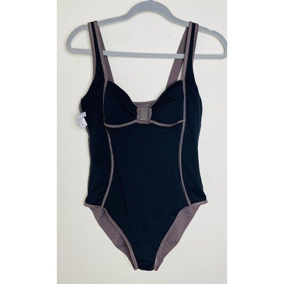 Calvin Klein Women’s Ruched Front One Piece Swimsuit Size 8 Grey Brown - Picture 4 of 7